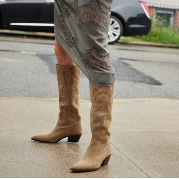 Zara Cowboy Boot - Tall Split Leather Suede - Picture 1 of 15
